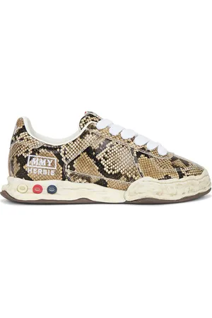 Maison Mihara Yasuhiro Herbie Original Sole Printed Python Leather Low-Top Sneaker in Brown