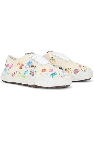 Maison Mihara Yasuhiro Baker Original Sole Canvas Stickers Print Low-Top Sneaker in Beige