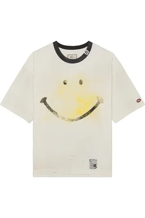 Maison Mihara Yasuhiro Smiley Face Printed Distressed Tee in