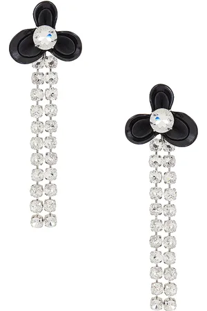 AREA Flower Drop Earrings in Black