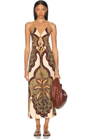 JOHANNA ORTIZ Nuestra Tierra Ankle Dress in Olive,Tan