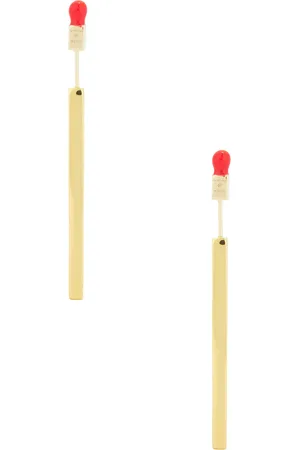 Bottega Veneta Matchstick Dangle Earrings in Metallic Gold
