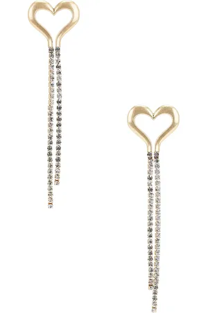 AREA Heart Fringe Earrings in Metallic