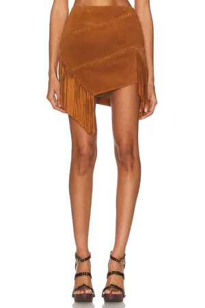 COPERNI Suede Asymmetric Fringed Skirt in