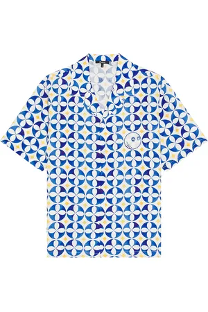 Malbon Golf Riviera Camp Collar Shirt in White