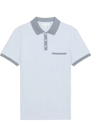 CLUB MONACO Feeder Collar Polo in Baby Blue