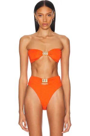 La Porte Kate Bandeau Hardware Bikini Top in Orange