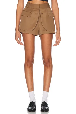 MONSE Jacket Hem Short in Tan