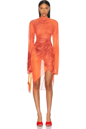 Jade Cropper Draped Twisted Dress in Red
