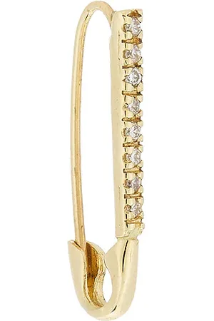 LOREN STEWART Mini Diamond Safety Pin Single Earring in Metallic Gold