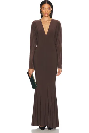 Norma Kamali For FWRD Dolman V Neck Fishtail Gown in
