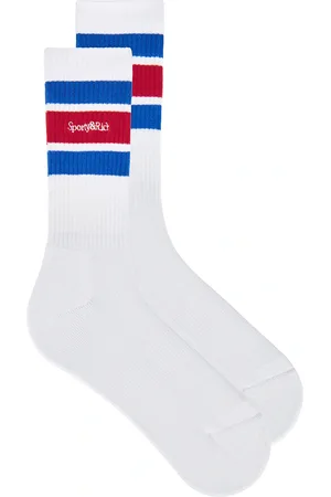 Sporty & Rich Serif Logo Socks in White