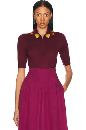 GABRIELA HEARST Wendelyn Polo Top in Wine