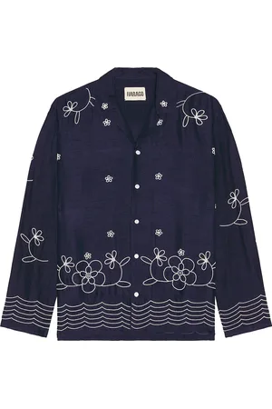 HARAGO Bead Embroidered Shirt in Blue