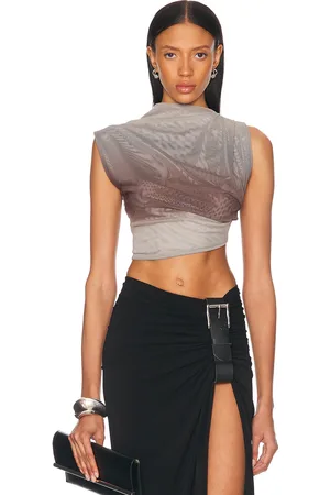 Jade Cropper For FWRD Asymmetric Crop Top in Grey