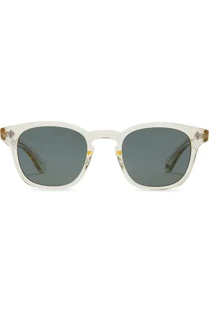 GARRETT LEIGHT Ace Sun in Pure Glass & Semi-Flat Blue Smoke in White
