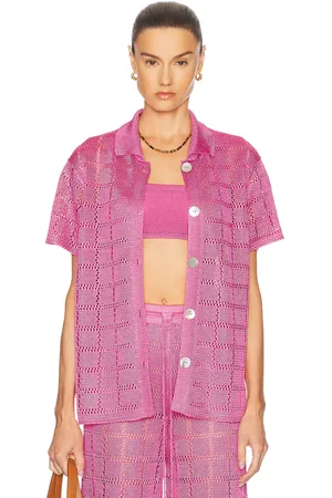 Calle Del Mar Short Sleeve Patchwork Shirt in Pink