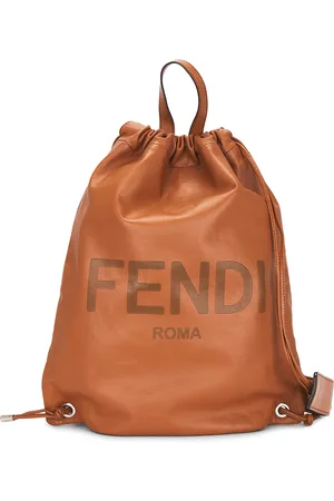 Fendi Logo Embossed Drawstring Backpack in