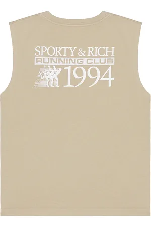 Sporty & Rich Finish Line Muscle Tee in Taupe