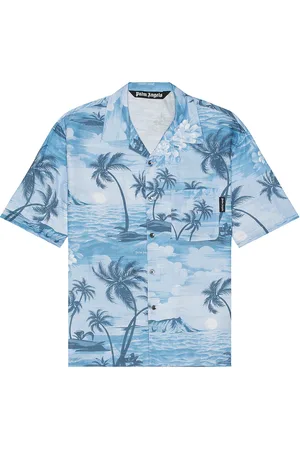 Palm Angels Sunset Bowling Shirt in Blue