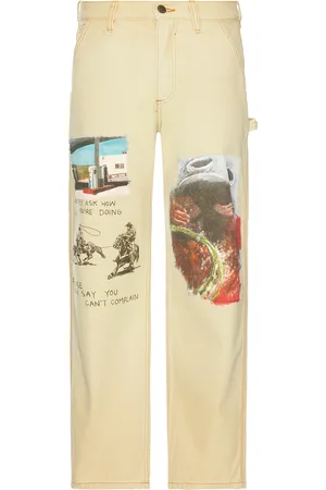 One Of These Days Just Like It Began Painters Pant All Over Artwork in Tan