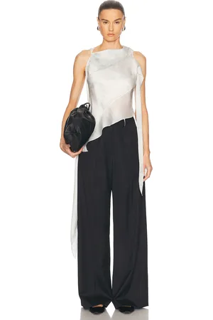 Grace Silk Satin Chiffon Bias Scarf Top in Ivory