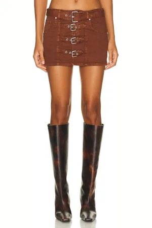 BLUMARINE Buckle Mini Skirt in Brown