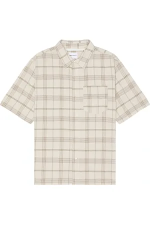 Norse projects Ivan Relaxed Textured Check Short Sleeve Shirt in Brown