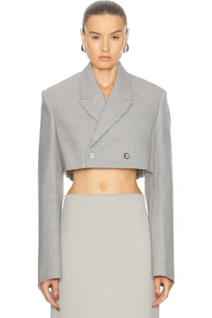 WARDROBE.NYC Cropped Blazer in Grey