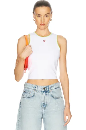 Casablanca Cropped Tank Top in White