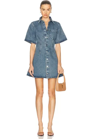 Ami Short Sleeve Shirt Dress in Blue
