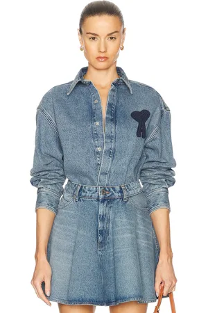 Ami ADC Cropped Shirt in Blue
