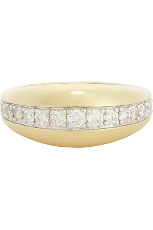 STONE AND STRAND Pave Pistachio Dome Ring in Metallic Gold