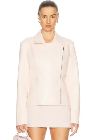Norma Kamali Gang Waist Vegan Leather Jacket in Blush