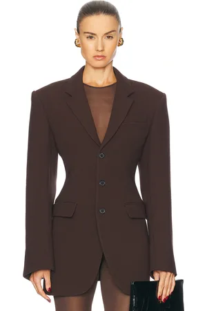 WARDROBE.NYC Longline Blazer in Chocolate