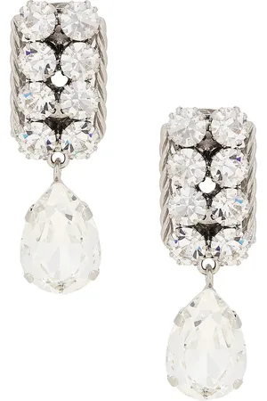 Alessandra Rich Pendant Earrings in Metallic Silver