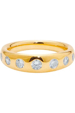mega 7 Stone Pinky Ring in Metallic Gold