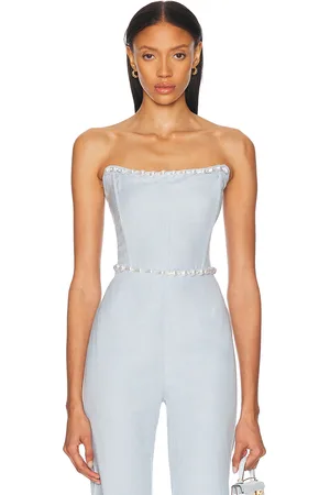 La Porte Birkin Pearl Corset Top in Baby Blue