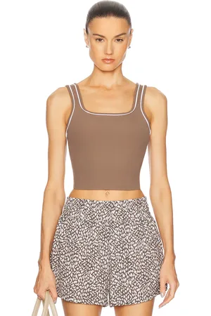 Varley Barney Piped Tank Top in Chocolate