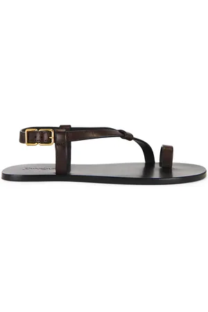 Saint Laurent Party Flat Sandal in Chocolate