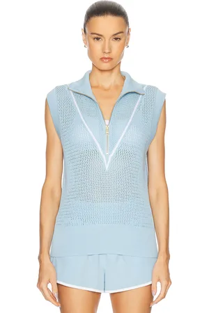 Varley Allena Half Zip Vest in Baby Blue