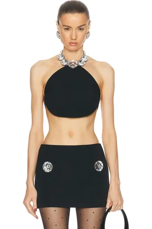 AREA Jumbo Crystal Halter Top in