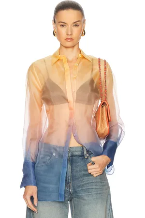 MONSE Sunset Sheer Boxy Shirt in Orange