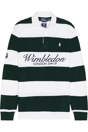 Ralph Lauren Wimbledon Terry Graphic Rugby Shirt in Green,White