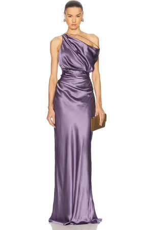 The Sei Strapped Off Shoulder Gown in Purple