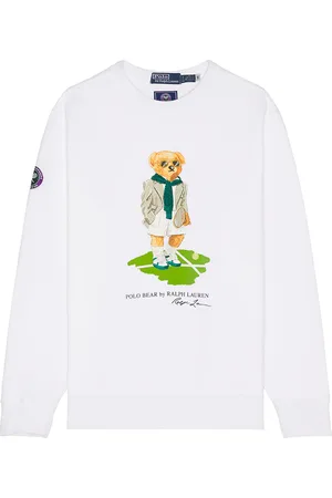 Ralph Lauren Wimbledon Novelty Bear Crewneck Sweatshirt in White