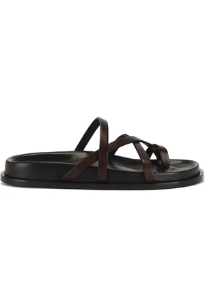 Saint Laurent Mathis Flat Sandal in Chocolate