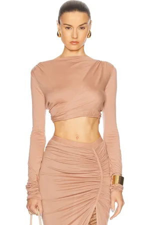 Rick Owens Jade Long Sleeve Crop Top in Pink