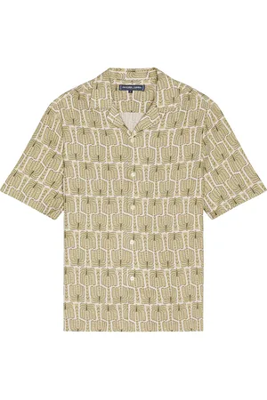 Frescobol Carioca Roberto Palmeira Printed Linen Shirt in Green