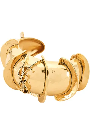 Saint Laurent Caterpillar Cuff in Metallic Gold